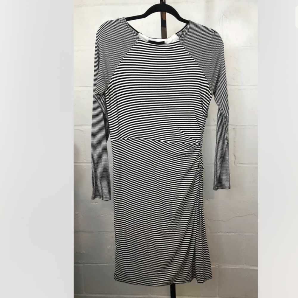 Banana Republic Stripe Sheath Dress M Black White